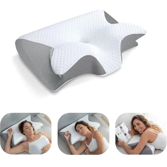 Memory Foam Cervical Pillow, 2 in 1 Ergonomic Contour Orthopedic Pillow for Neck Pain.