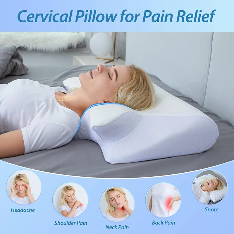 Memory Foam Cervical Pillow, 2 in 1 Ergonomic Contour Orthopedic Pillow for Neck Pain.